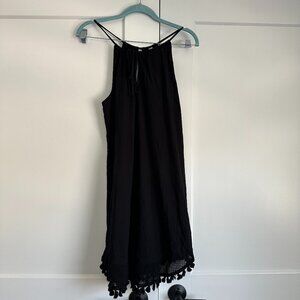 Michael Stars Karla Tassell Detail Knit Halter Dress - Black - Medium NWT